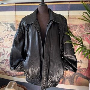 Pelle Studio Black Leather Bomber Jacket
